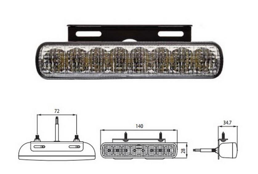 SABA 12V-30V GÜNDÜZ SÜRÜŞ LAMBASI 8-LEDLİ 14 CM X 2.8 CM ORJ.
