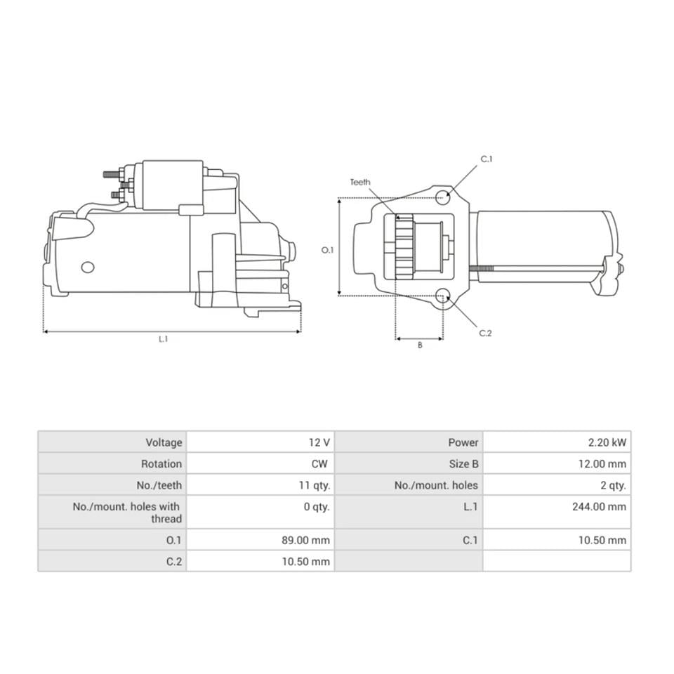 12V MARŞ MOTORU MOTORCRAFT TİPİ 11 DİŞ FORD TOURNEO CUSTOM V362/TRANSIT CUSTOM V362/TRANSIT V363
