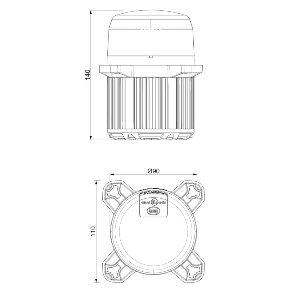 SANEL 12V-24V LED FAR MERCEKLİ (KISA HÜZME) (GÜNDÜZ SÜRÜŞ LEDLİ)(YUVARLAK 90*110 MM) 