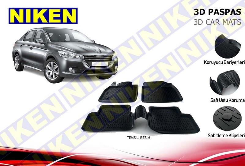 3D ARAÇ PASPASI (SİYAH) (4 PARÇA) PEUGEOT/CITROEN 