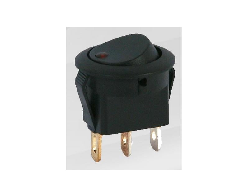 12V TUŞLU ANAHTAR LEDLİ (20 MM) 3 FİŞ (YUVARLAK) KIRMIZI 10 A