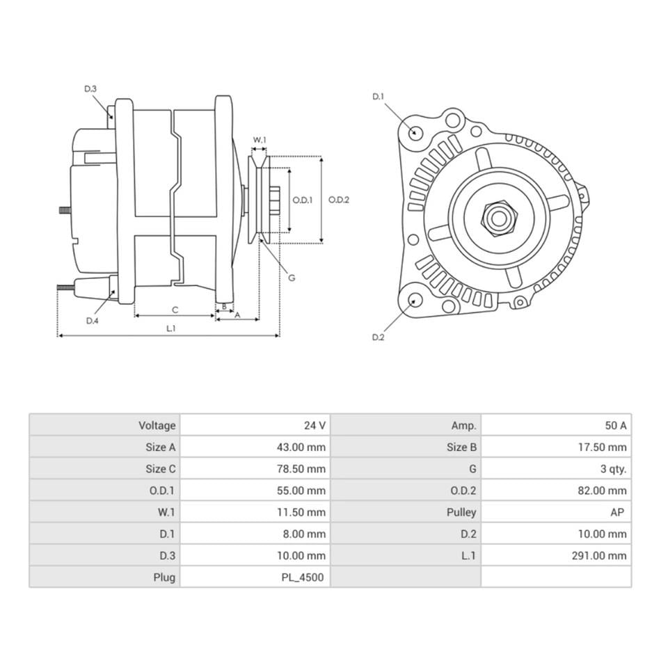 24V ALTERNATÖR DİNAMO 45 A (3 FİŞ) (S-L-IG) ISUZU CHAMPION OTOBÜS