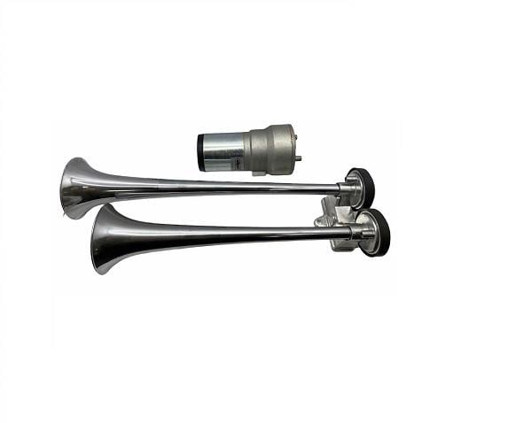 ALPEX 12V 2'Lİ HAVALI KORNA FALA-FALA (KROM) (KOMPRESÖRLÜ) (ITALY)