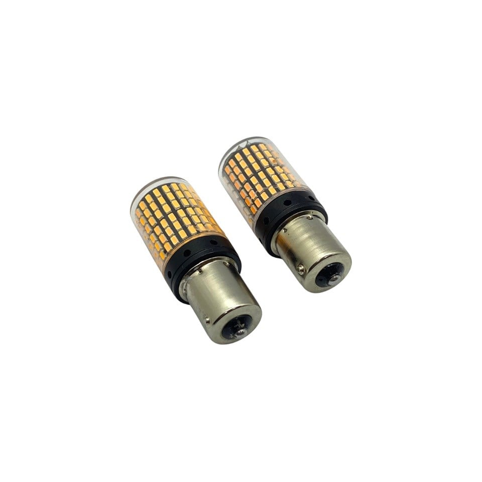 12V 93 AMPUL 144 LEDLİ SARI DÜZ TIRNAK (BA15s) (2 AD)