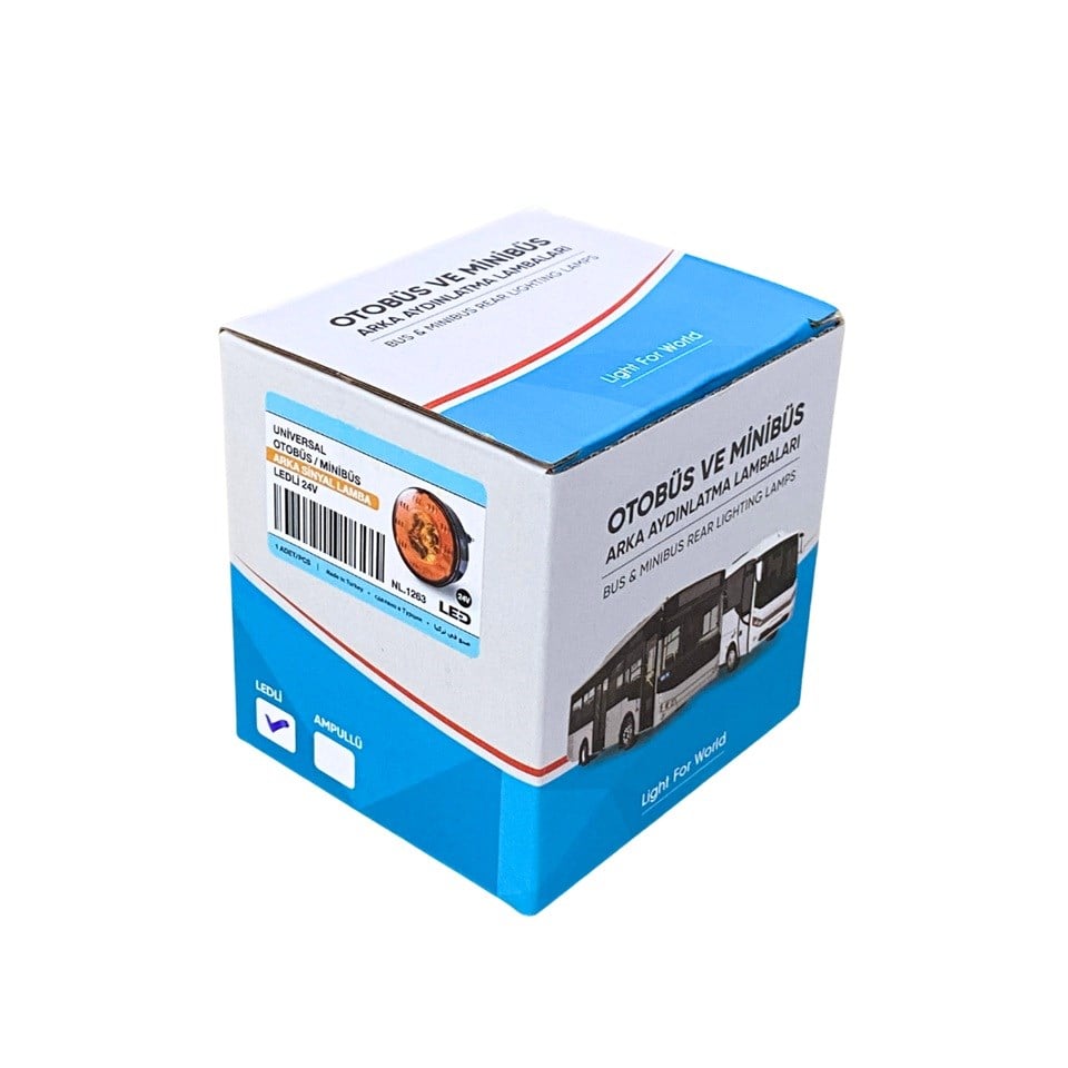 24V SİNYAL LAMBASI+REFLEKTÖR (6 LEDLİ) YUVARLAK SARI SOKETLİ (98 MM)