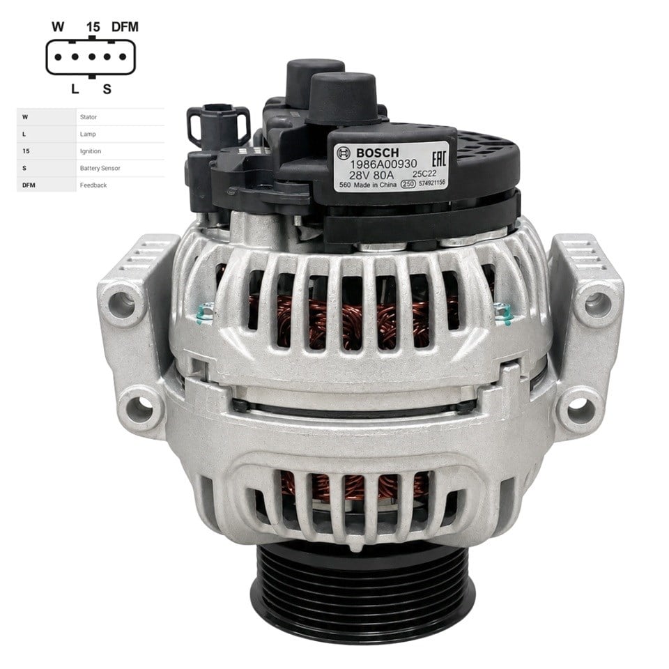 BOSCH 24V ALTERNATÖR DİNAMO 80A (W-L-15-S-DFM) DAF CF85/XF105 EURO5