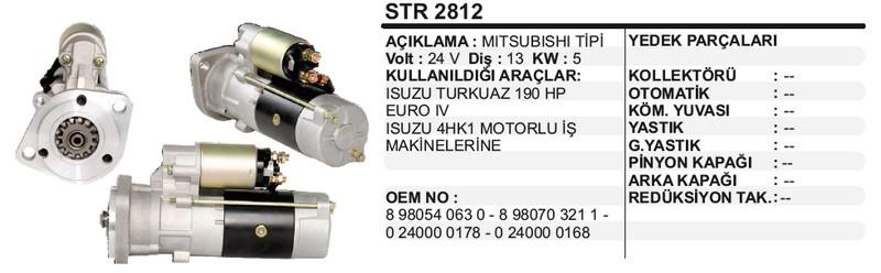 24V MARŞ MOTORU MITSUBISHI TİPİ 13 DİŞ 5 KW