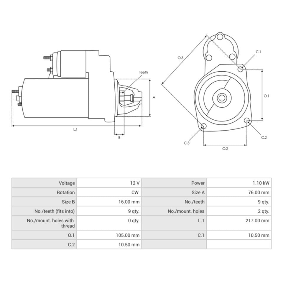 12V MARŞ MOTORU VALEO TİPİ 9 DİŞ 1.1 KW LOMBARDINI