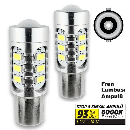 JSV 12V-24V 93 AMPUL 15 LEDLİ BEYAZ 6000K (MERCEKLİ) CB (2 AD)