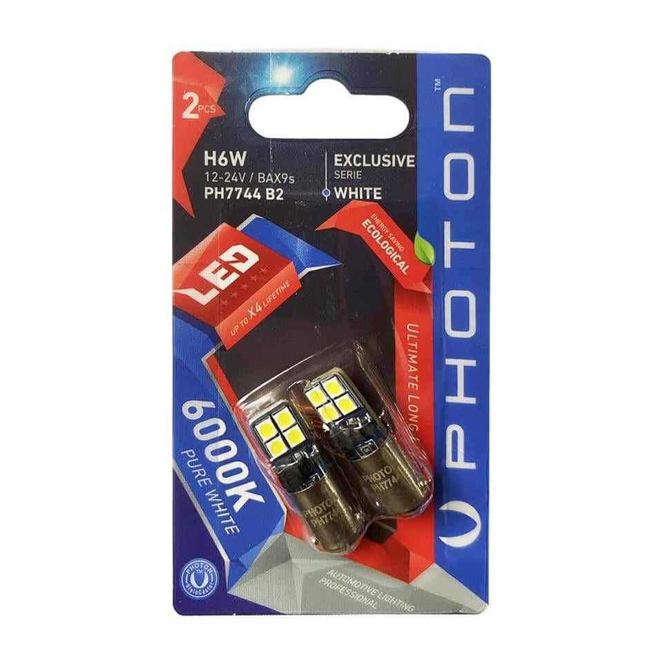PHOTON 12V-24V H6 AMPUL 8 LEDLİ BEYAZ 6000K CANBUS (2 AD)