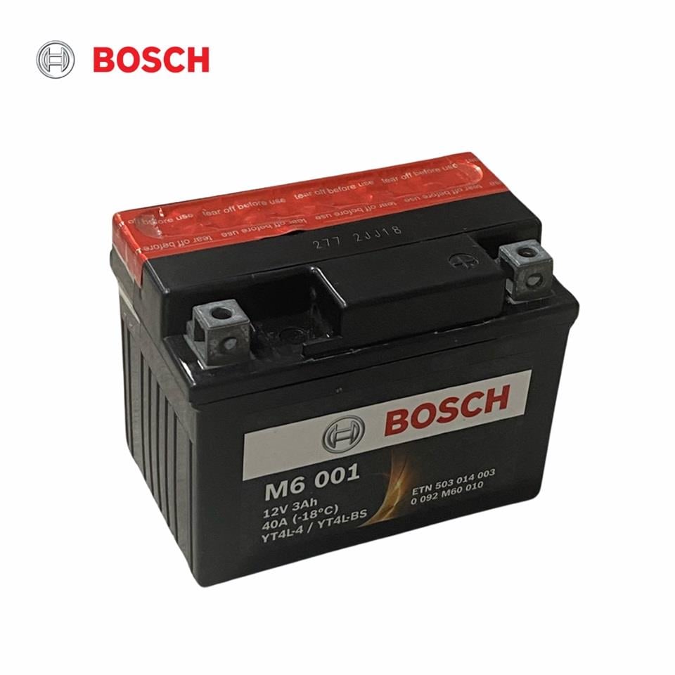BOSCH 12V 3 AH MOTOSİKLET AKÜSÜ AGM 40 A (EN) (113*70*85) (M6 001) (YT4L-4) (YT4L-BS)