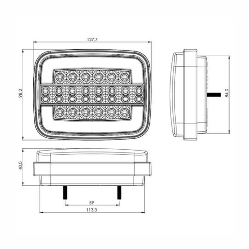 12V STOP LAMBASI (NEON LEDLİ) (4 FONKSİYONLU) (126*97*40 MM)
