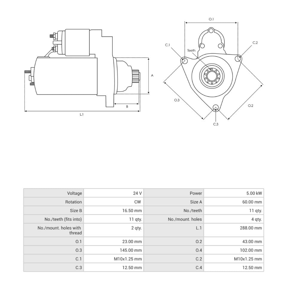 24V MARŞ MOTORU MITSUBISHI TİPİ 11 DİŞ 5 KW 