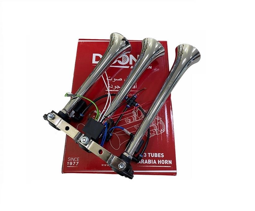 12V 3'LÜ HAVALI KORNA DALİ-DALİ (PLASTİK BORU KROM KAPLAMA) (ARAP KORNA)