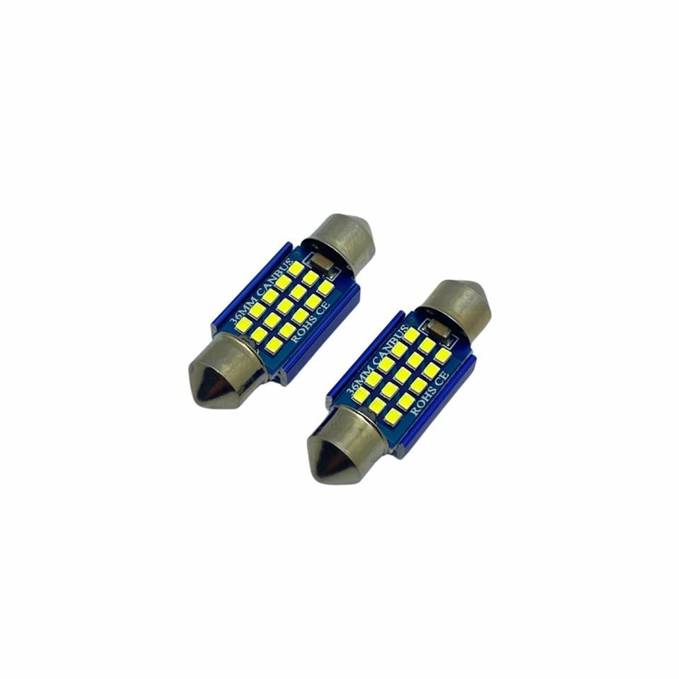 12V-24V SOFİT AMPUL 15 LEDLİ  BEYAZ CANBUS (36 MM) (2 AD)