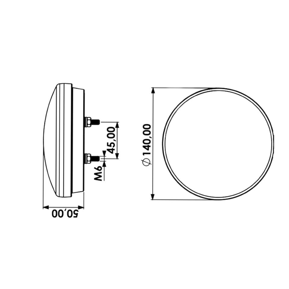 12V-24V STOP LAMBASI YUVARLAK (NEON LEDLİ) (5 FONKSİYONLU) (KIRMIZI-BEYAZ-SARI (140*50 MM)