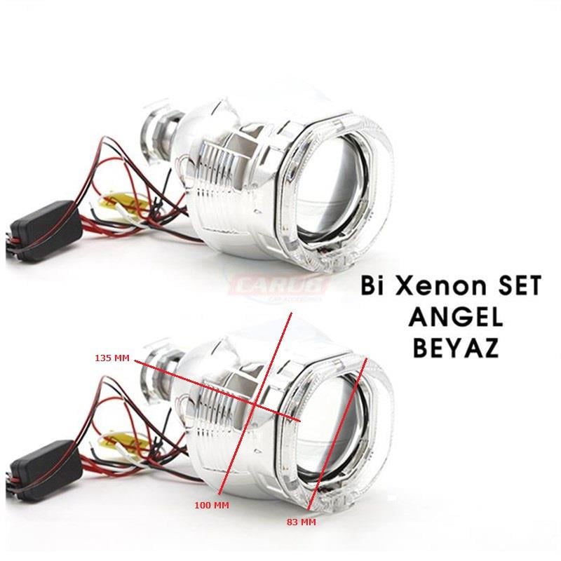 12V Bİ-XENON ANGEL MERCEKLİ BEYAZ (H1-AMPULSÜZ) (8 KÖŞE) (2 AD) 