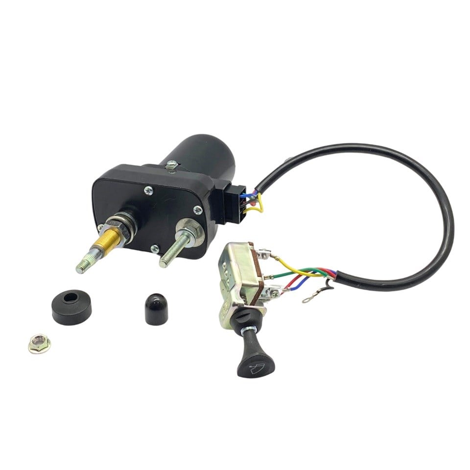 24V SİLECEK MOTORU TEK MİLLİ + SABİT MİL 90° KABİN (ANAHTARLI) (5 FİŞ)