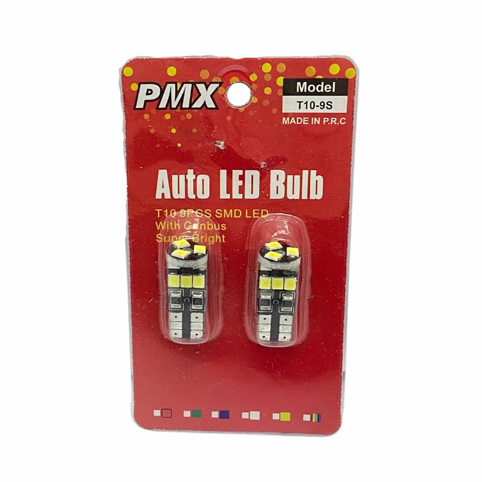12V DİPSİZ AMPUL T10 (9 LEDLİ) BEYAZ 6000K CANBUS (2 AD)