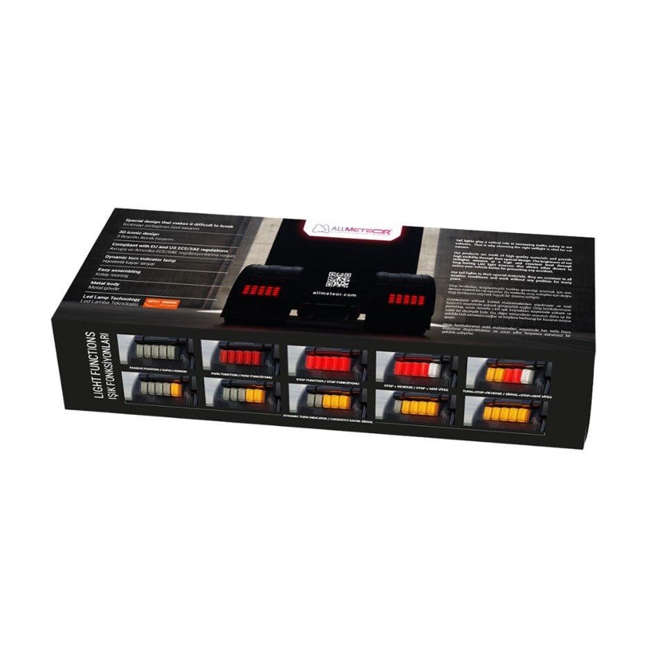ALLMETEOR 1001-SB 24V STOP LAMBASI (KAYAR SİNYALLİ) (METAL GÖVDE ÇELİK KORUMALI) (396.6*139 MM)