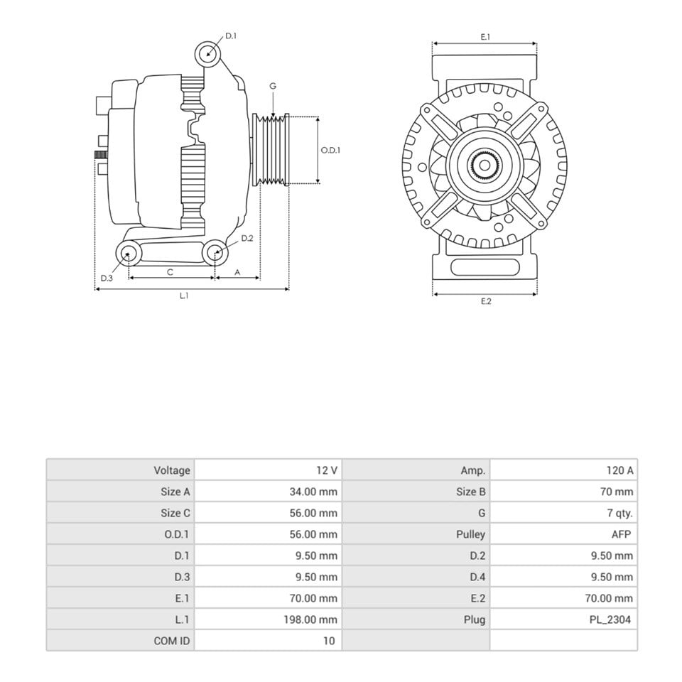 BOSCH 12V ALTERNATÖR DİNAMO 120 A (BSS-DFM) MERCEDES C/CLC/CLK/E/SLK SERİSİ/SPRINTER