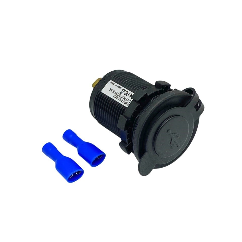 12V-24V TELEFON ŞARJ CİHAZI (USB X 2) (1A/2.1A) (MAVİ IŞIKLI) (28 MM)