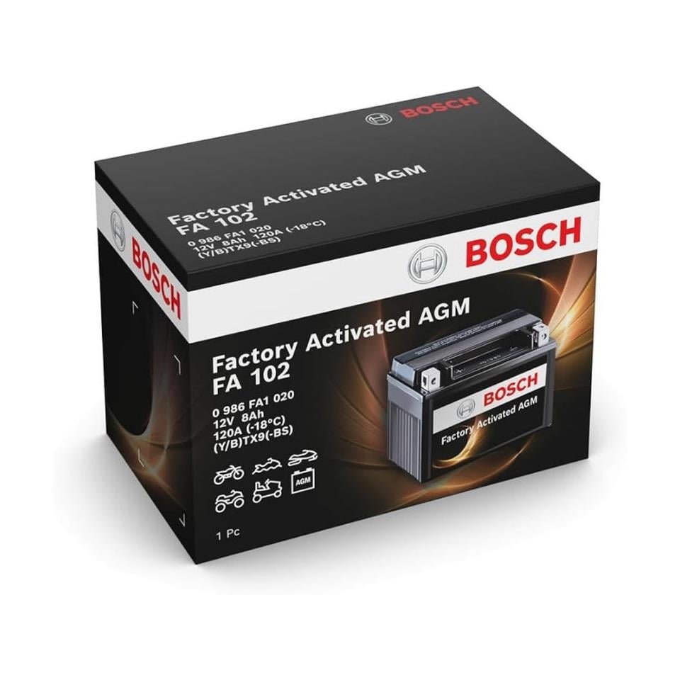 BOSCH 12V 8 AH MOTOSİKLET AKÜSÜ AGM 120 A (EN) (150*87*105) (YTX9-BS)