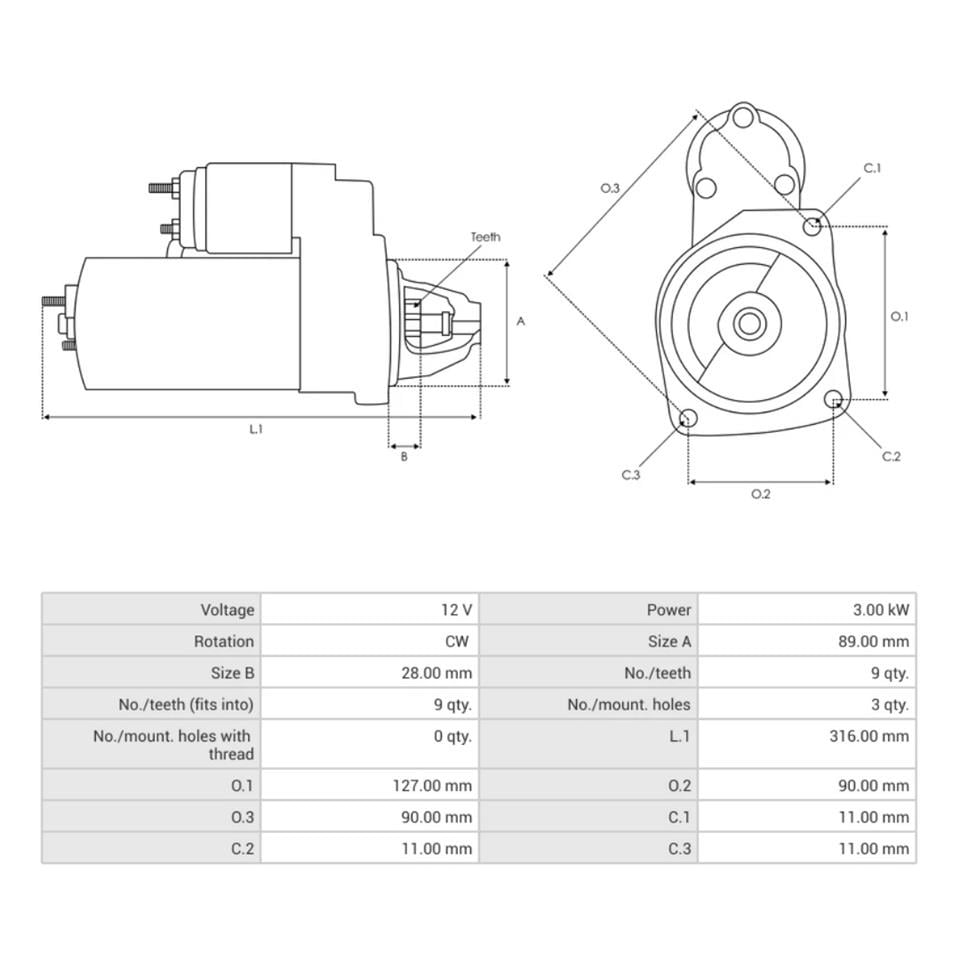 12V MARŞ MOTORU BOCH TİPİ 9 DİŞ 3 KW YM 