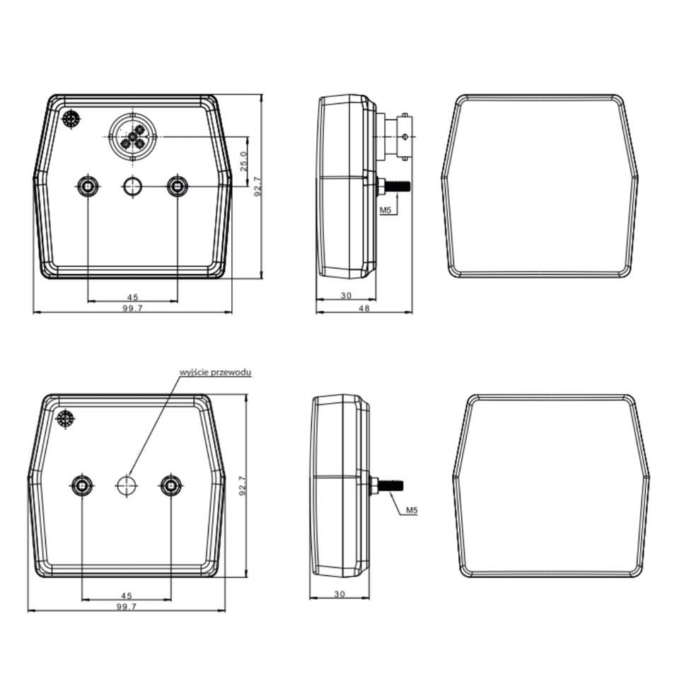 FRISTOM 12V-24V STOP LAMBASI KARE (LEDLİ) (PARK-FREN-SİNYAL-PLAKA) (100*93 MM) E9