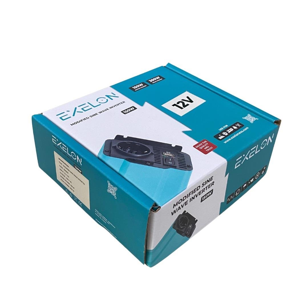EXELON 12V DC > 220V AC İNVERTER 300W (MODİFİYE SİNÜS) (USB ÇIKIŞLI-MAŞALI)