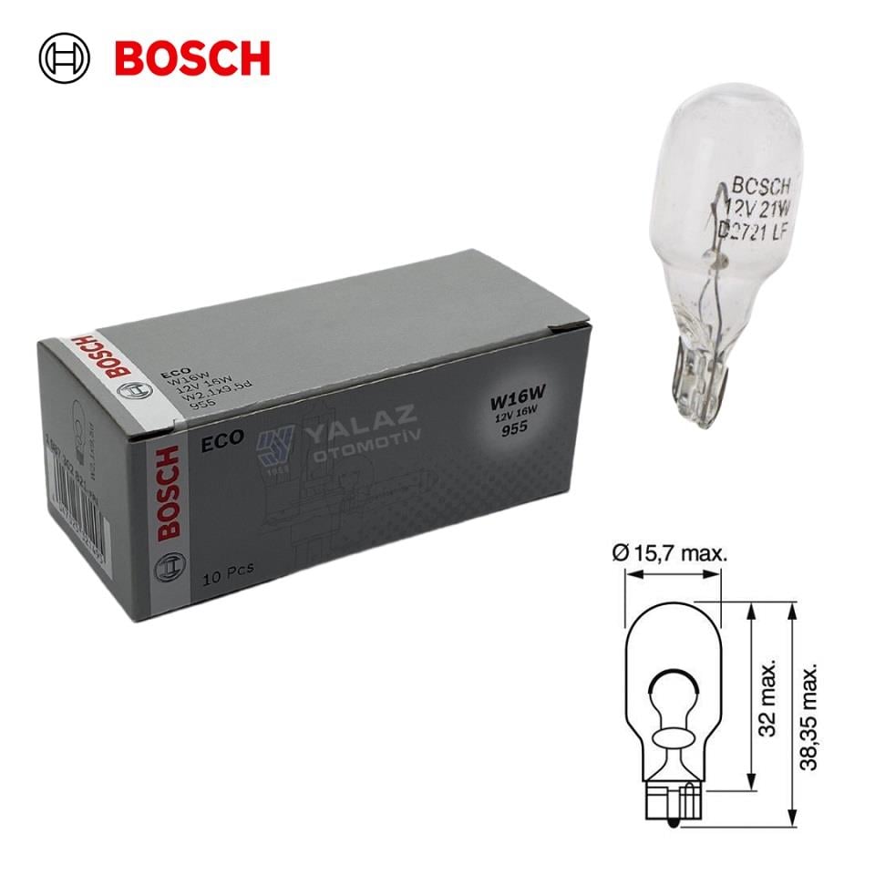 BOSCH 12V DİPSİZ AMPUL T15 16W (10 ADET)