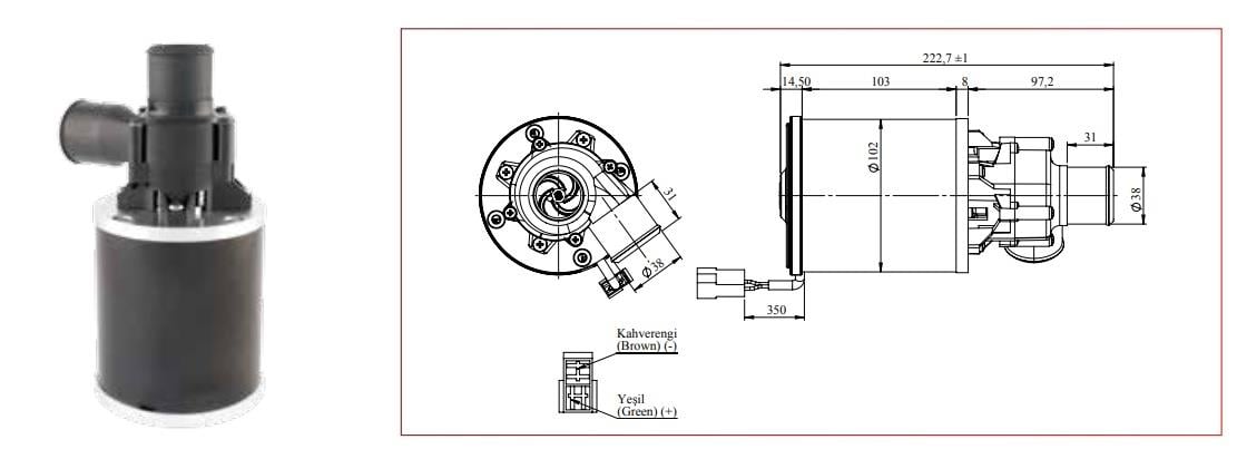 KORMAS 24V SANTRİFÜJ DEVİRDAİM SU POMPASI BÜYÜK TİP (6000 LT/H) (38 MM)
