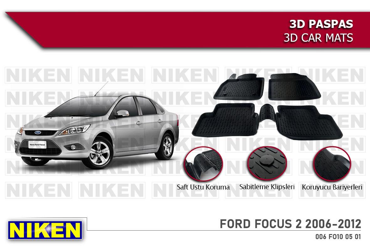3D ARAÇ PASPASI (SİYAH) (4 PARÇA) FORD FOCUS II 2006-2012