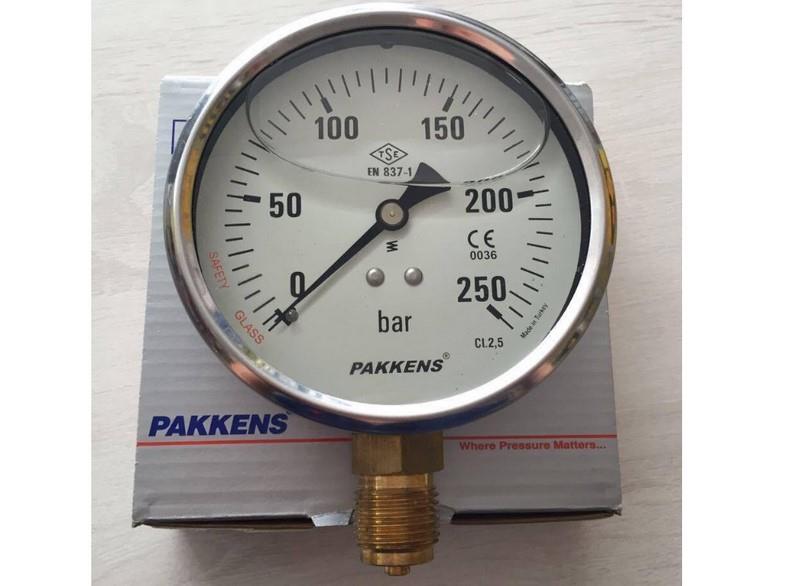 BASINÇ ÖLÇER MANOMETRE (0-250 BAR CL 2,5 G1/2) (100 MM) ALTTAN BAĞLANTILI PASLANMAZ GÖVDE 