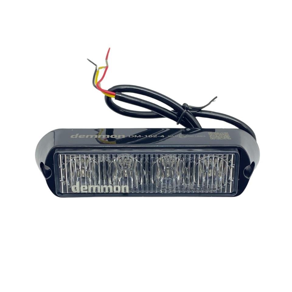 12V-24V ÇAKAR FLAŞ LED LAMBA 18 FONKSİYONLU (4X1W) (ŞEFFAF) MAVİ/MAVİ) (132*34*30 MM)