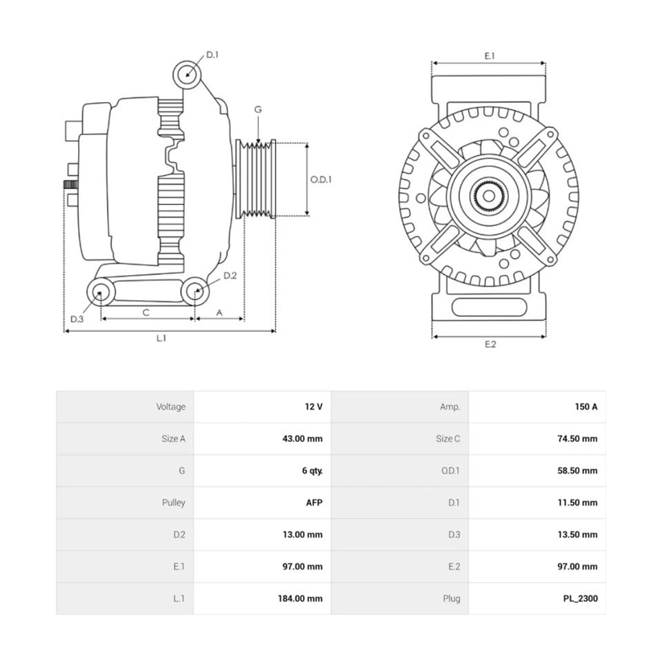 12V ALTERNATÖR DİNAMO BOSCH TİPİ 150 A (L-DFM) CITROEN-FIAT-FORD-PEUGEOT 2006 >