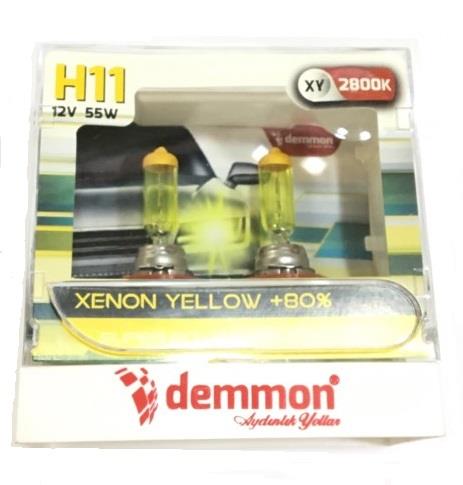 DEMMON 12V H11 AMPUL 55W +%80 XENON YELLOW SARI IŞIK 2800K (2 AD)