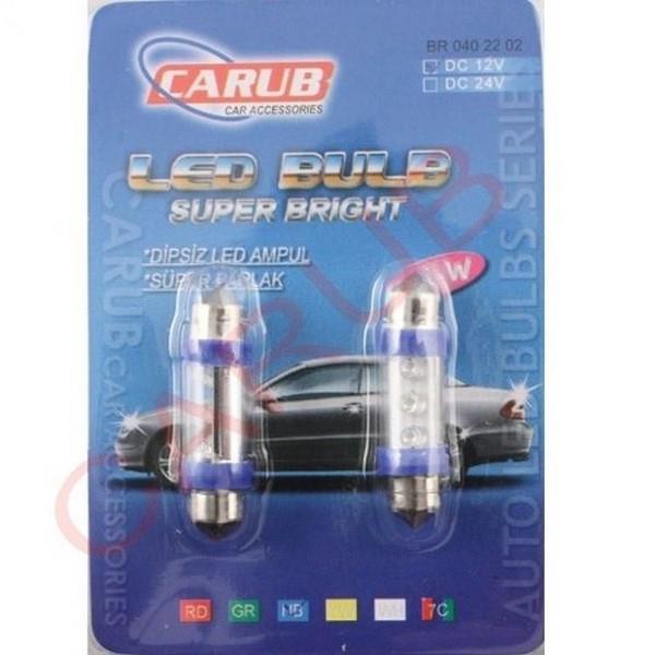 12V SOFİT AMPUL LED 3'LÜ MAVİ (36 MM) (2 AD)
