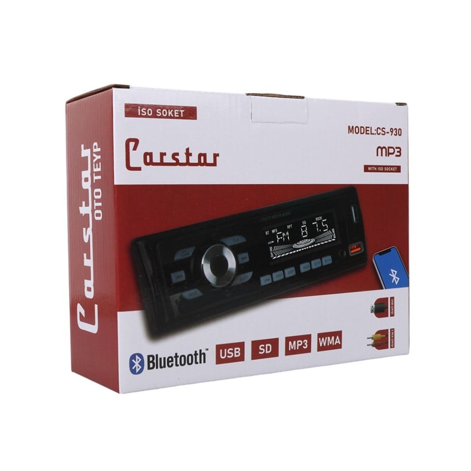 OTO TEYP-RADYO AUX/BLUETOOTH/MP3/SD KART/USB X 2 ŞARJ (UZAKTAN KUMANDALI) (7 RENKLİ)
