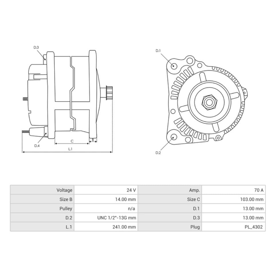 24V ALTERNATÖR DİNAMO DELCO TİPİ  70 A (SOKETLİ 4 FİŞ) 24SI CUMMINS MOTOR