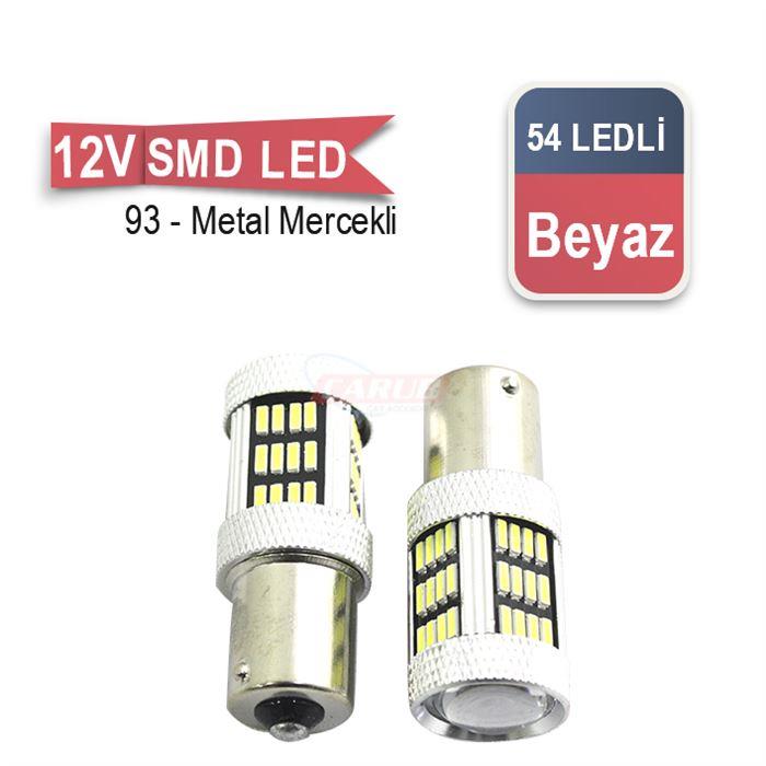 12V 93 AMPUL 54 LEDLİ BEYAZ (MERCEKLİ) (2 AD)