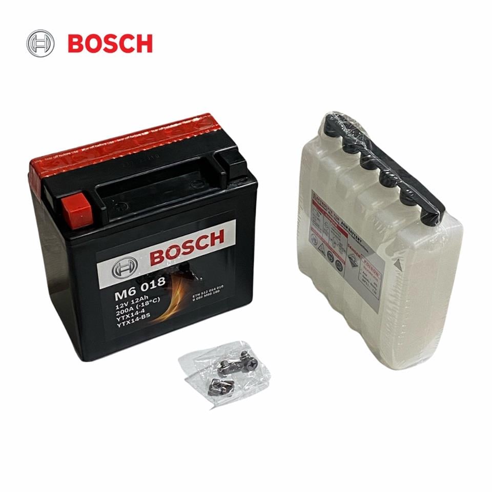 BOSCH 12V 12 AH MOTOSİKLET AKÜSÜ 200 A (EN) (152*88*147) (M6 018) (YTX14-4) (YTX14-BS) (TERS)