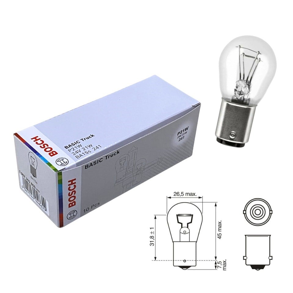 BOSCH 24V 93 AMPUL 21W BA15s (10 ADET)