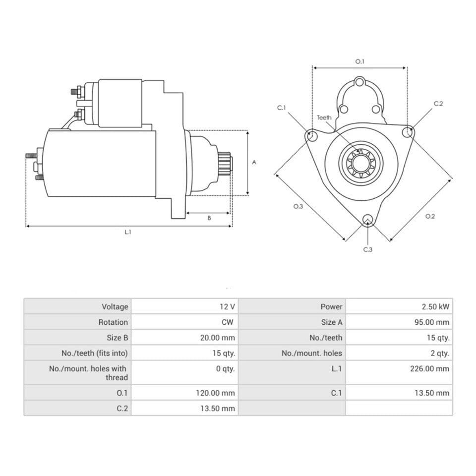 WAI 12V MARŞ MOTORU NIPPON DENSO TİPİ 15 DİŞ 2.0 KW DAEWOO-JOHNDEERE-NISSAN-SANKO