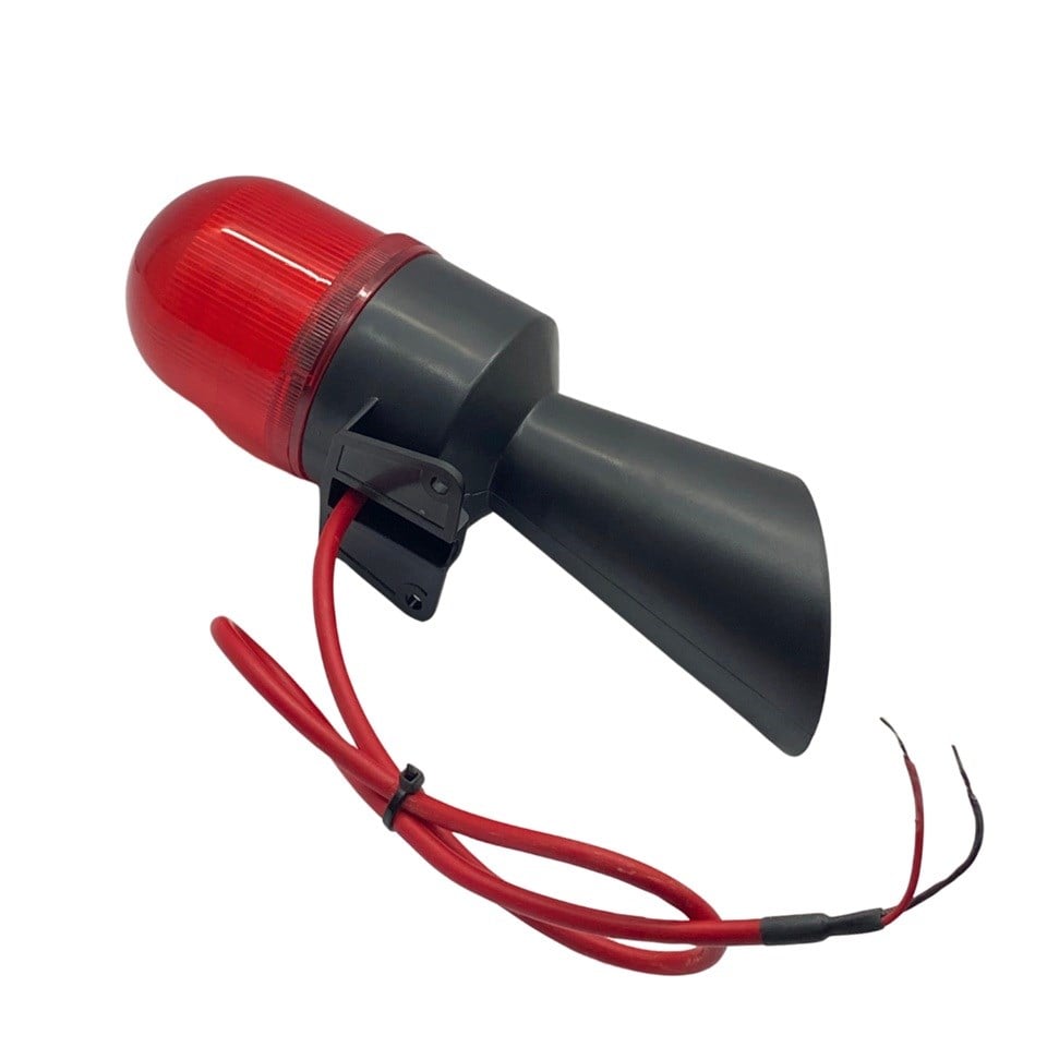 48V-220V AC-DC ÇAKAR TEPE LAMBASI KIRMIZI (LEDLİ) (BUZZER SES İKAZLI-GERİ VİTES KORNASI) İTFAİYE