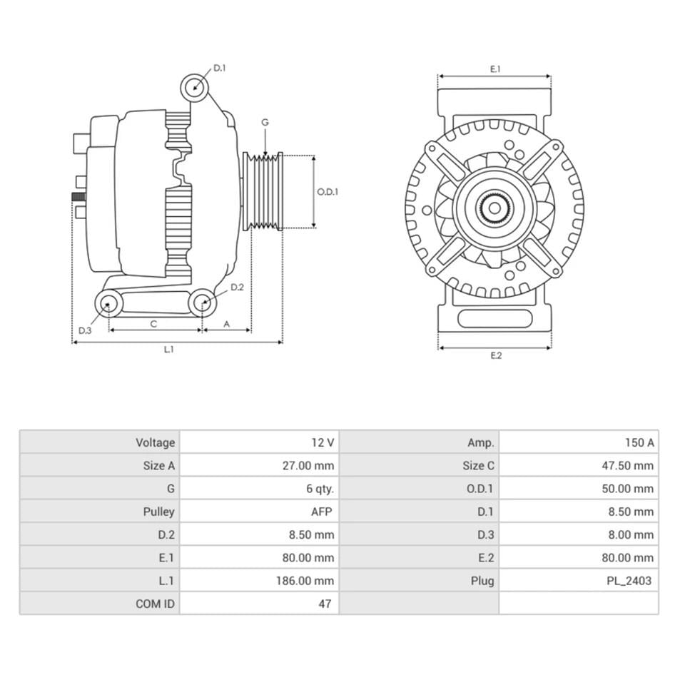 VALEO 12V ALTERNATÖR DİNAMO 150 A (BSS) CITROEN-PEUGEOT