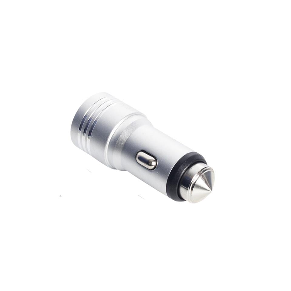 12V-24V TELEFON ŞARJ CİHAZI 2.4 A/1 A (ÇAKMAK GİRİŞLİ) (2 X USB GİRİŞLİ) GÜMÜŞ GRİ 