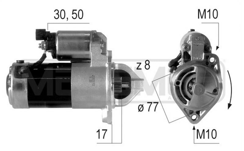 12V MARŞ MOTORU 8 DİŞ 1.7 KW (UZUN TİP) HYUNDAI ACCENT ERA/I10/I20/I30-KIA CEED/CERATO/RIO KOREA