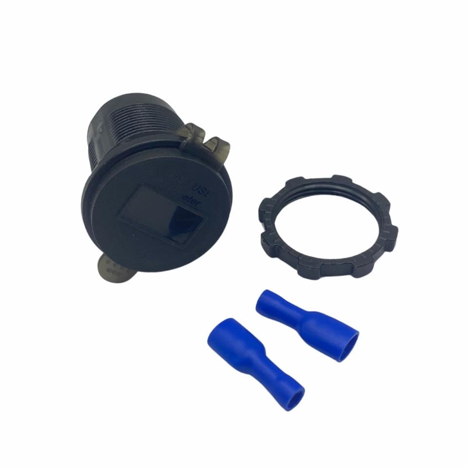 12V-24V DİJİTAL VOLTMETRE+ŞARJ CİHAZI (USB X 2) (1A/2.1A) (KIRMIZI IŞIK) (28 MM)