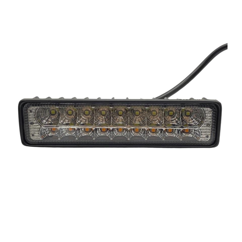 12-30V GÜNDÜZ SÜRÜŞ LEDİ (9+9 LEDLİ) SARI-BEYAZ ÇAKARLI FONKSİYONLU (148*35 MM)